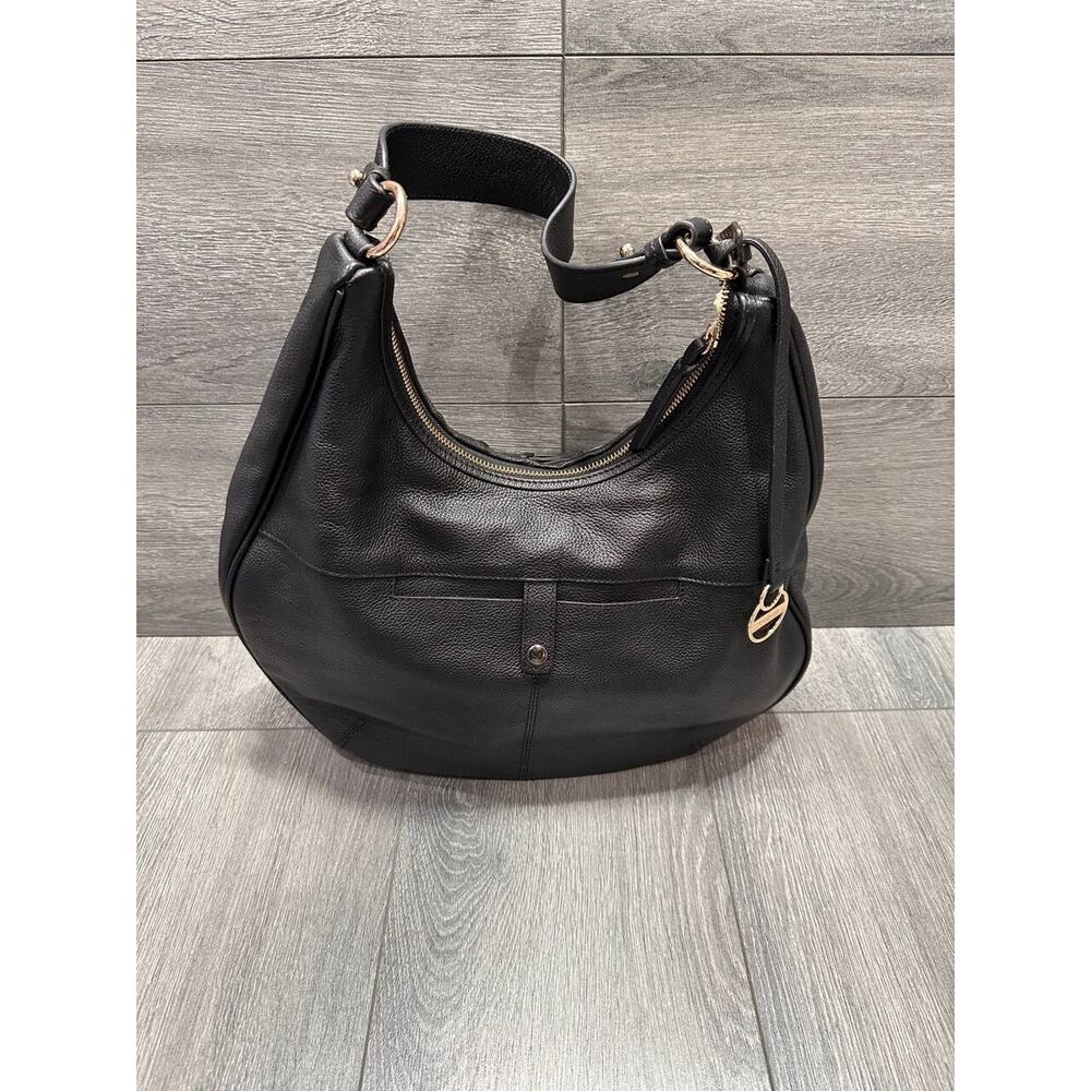 LODIS Woven Leather Hobo zip up shoulder bag Caravan Black Bag B000138 - Picture 9 of 13